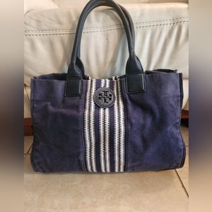 Tory Burch Navy and White Shoulder Bag.